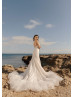 Ivory Lace Tulle Cross Back Elegant Wedding Dress